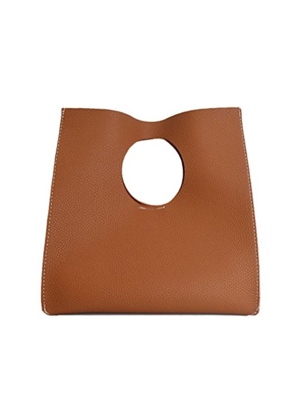 Brown Vegan Leather Tote Bag Women Minimalist Soft Everyday Handbag Purse